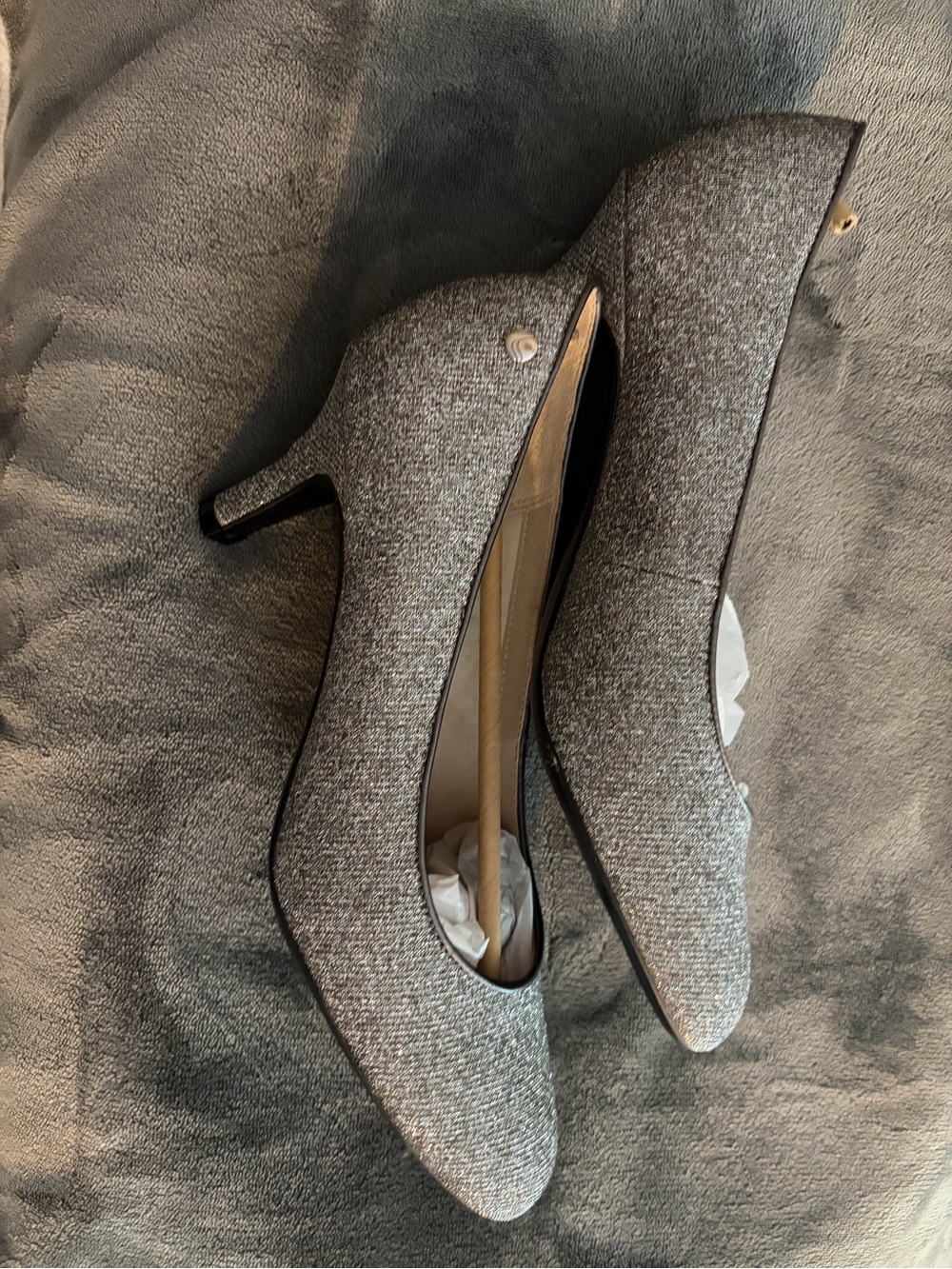 Special occasion, silver/pewter sparkle Mid-Heel Pumps